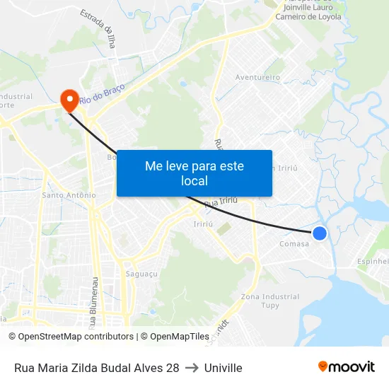 Rua Maria Zilda Budal Alves 28 to Univille map
