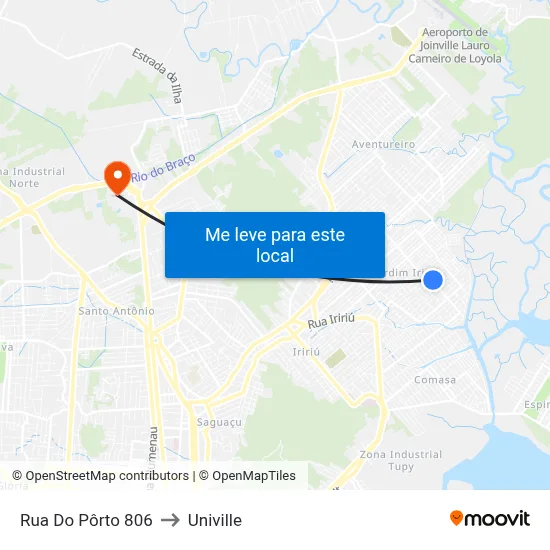 Rua Do Pôrto 806 to Univille map