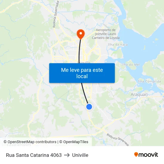 Rua Santa Catarina 4063 to Univille map