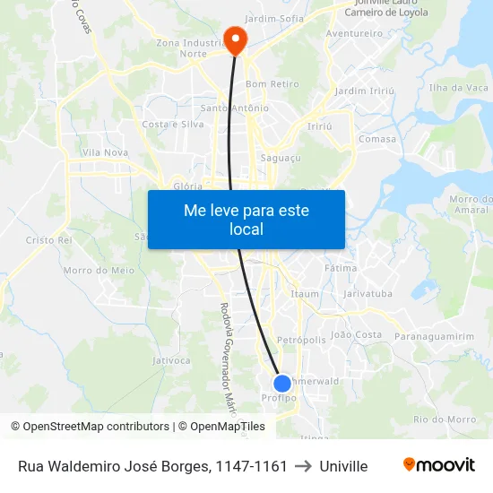 Rua Waldemiro José Borges, 1147-1161 to Univille map