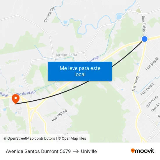Avenida Santos Dumont 5679 to Univille map
