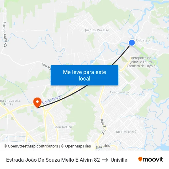 Estrada João De Souza Mello E Alvim 82 to Univille map
