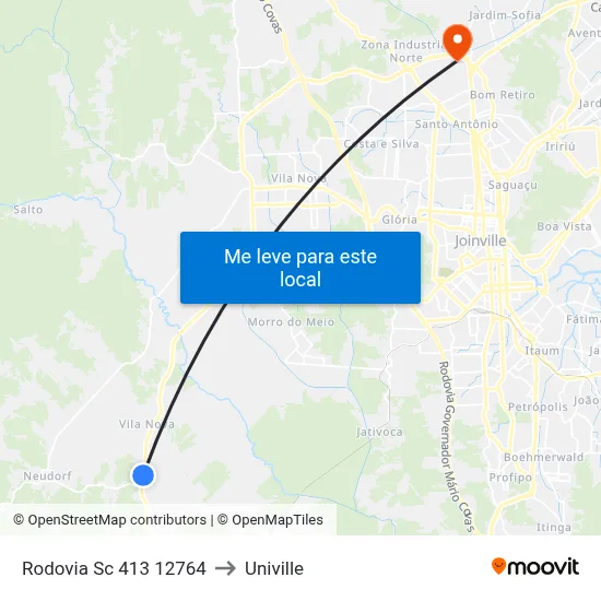 Rodovia Sc 413 12764 to Univille map