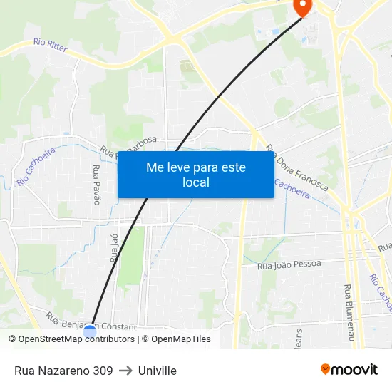 Rua Nazareno 309 to Univille map