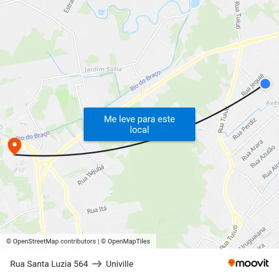 Rua Santa Luzia 564 to Univille map