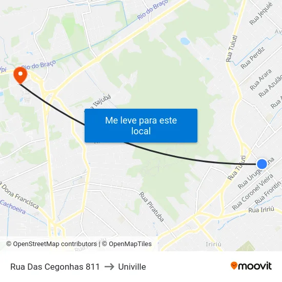 Rua Das Cegonhas 811 to Univille map