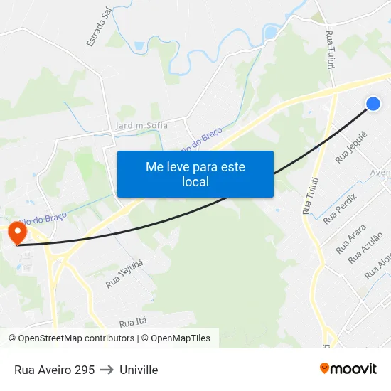 Rua Aveiro 295 to Univille map