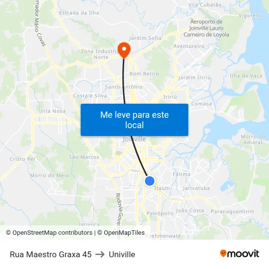 Rua Maestro Graxa 45 to Univille map
