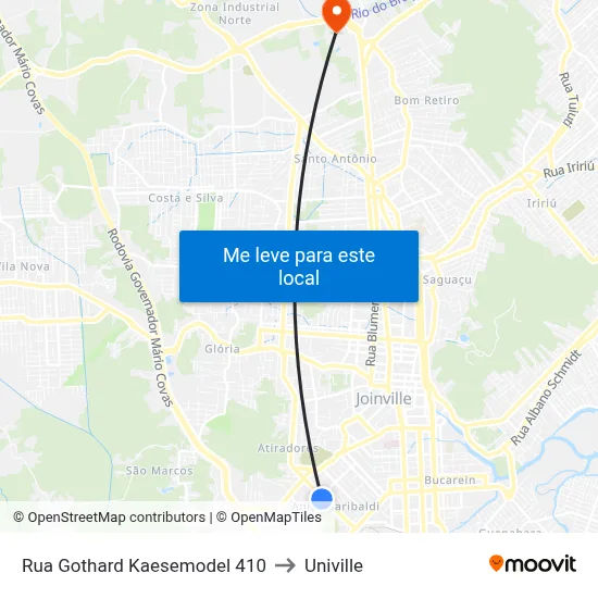 Rua Gothard Kaesemodel 410 to Univille map