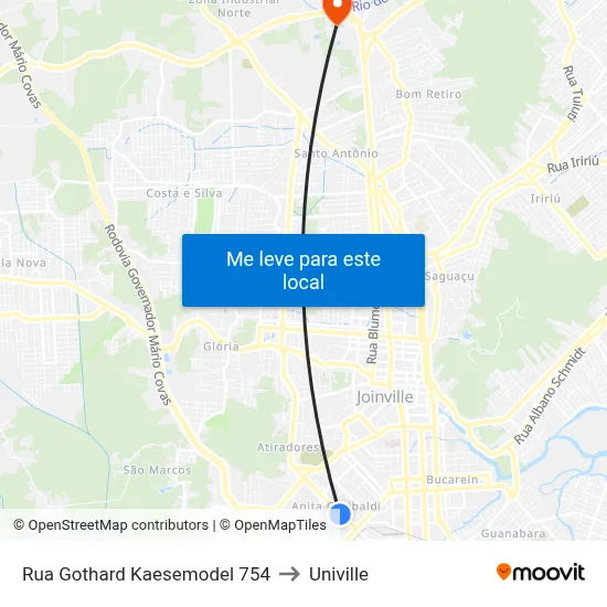 Rua Gothard Kaesemodel 754 to Univille map