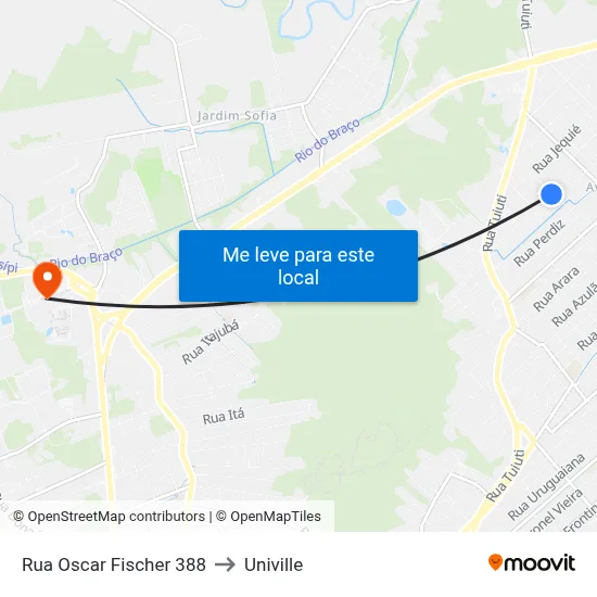 Rua Oscar Fischer 388 to Univille map