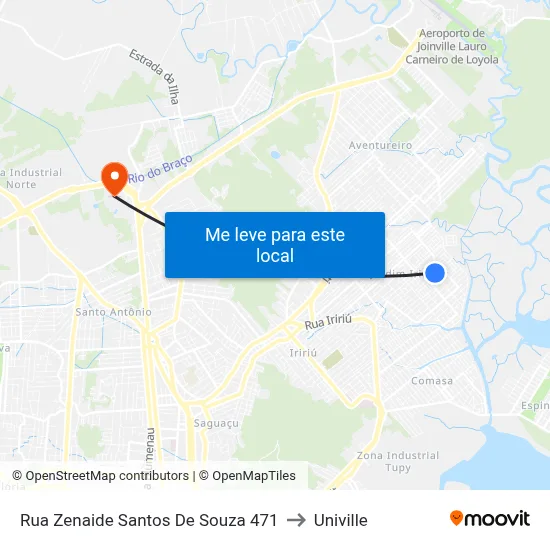 Rua Zenaide Santos De Souza 471 to Univille map