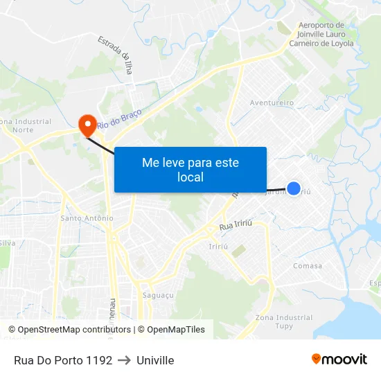 Rua Do Porto 1192 to Univille map