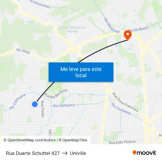Rua Duarte Schuttel 427 to Univille map