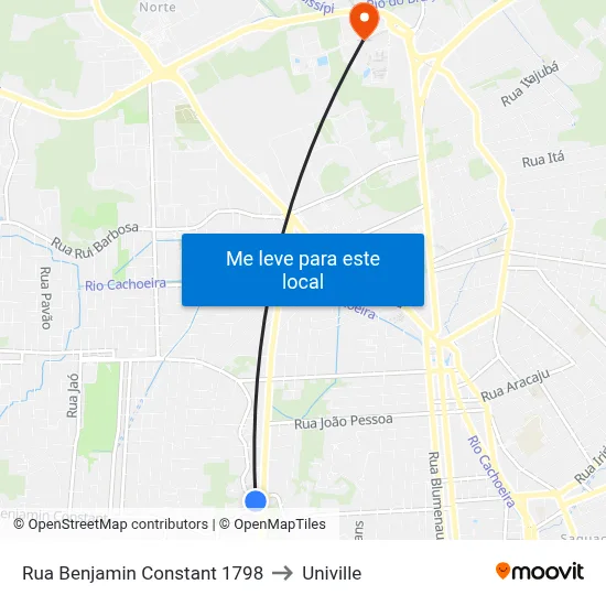 Rua Benjamin Constant 1798 to Univille map