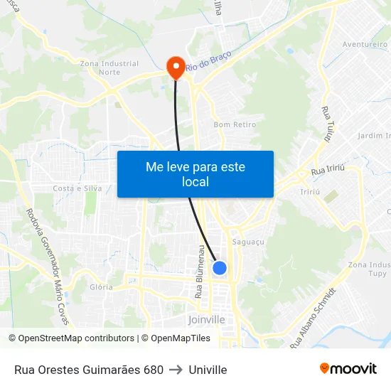 Rua Orestes Guimarães 680 to Univille map
