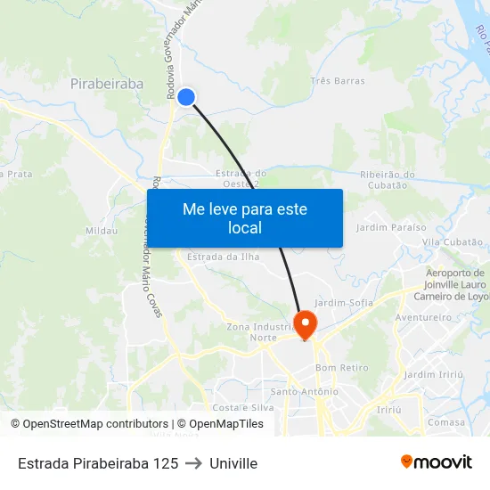Estrada Pirabeiraba 125 to Univille map