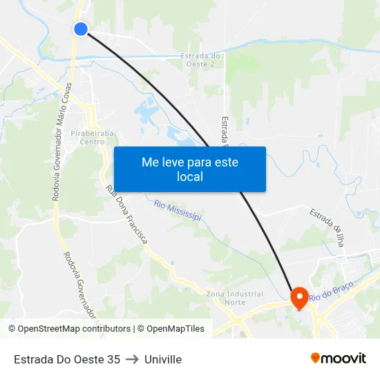 Estrada Do Oeste 35 to Univille map
