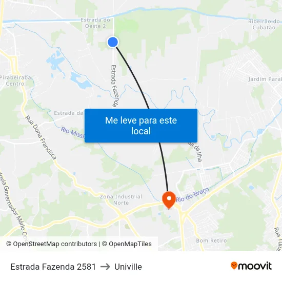 Estrada Fazenda 2581 to Univille map