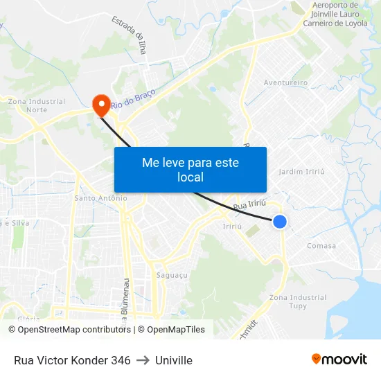 Rua Victor Konder 346 to Univille map