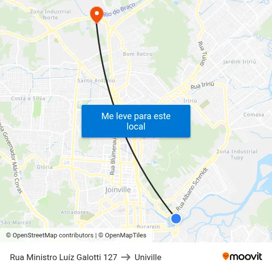 Rua Ministro Luíz Galotti 127 to Univille map
