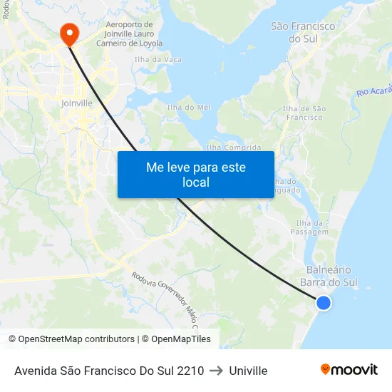 Avenida São Francisco Do Sul 2210 to Univille map