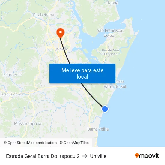 Estrada Geral Barra Do Itapocu 2 to Univille map