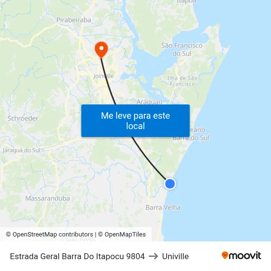 Estrada Geral Barra Do Itapocu 9804 to Univille map