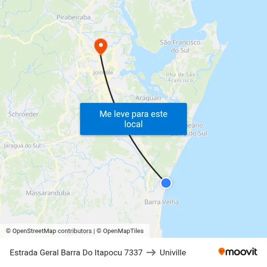 Estrada Geral Barra Do Itapocu 7337 to Univille map