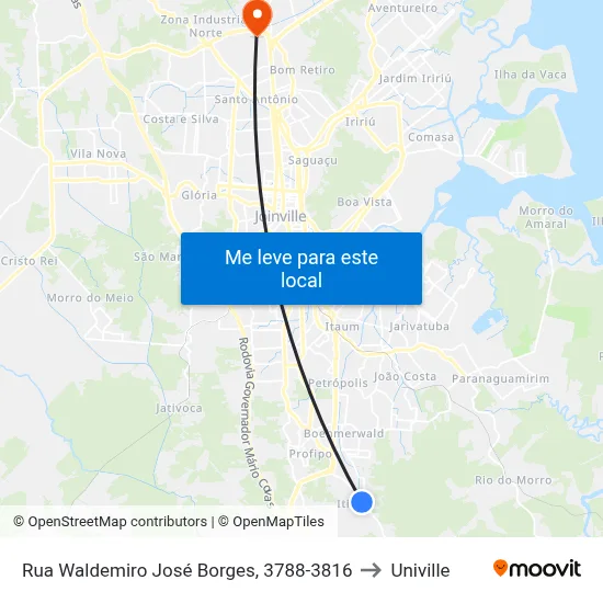 Rua Waldemiro José Borges, 3788-3816 to Univille map