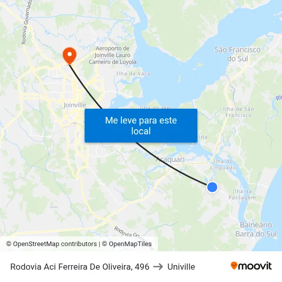 Rodovia Aci Ferreira De Oliveira, 496 to Univille map