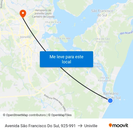 Avenida São Francisco Do Sul, 925-991 to Univille map