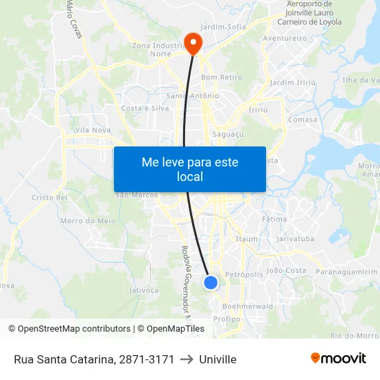 Rua Santa Catarina, 2871-3171 to Univille map