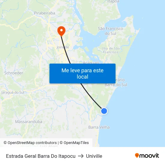 Estrada Geral Barra Do Itapocu to Univille map