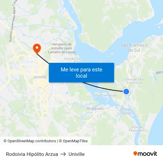 Rodoivia Hipólito Arzua to Univille map