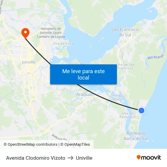Avenida Clodomiro Vizoto to Univille map