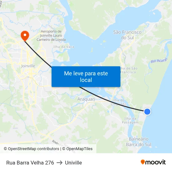 Rua Barra Velha 276 to Univille map