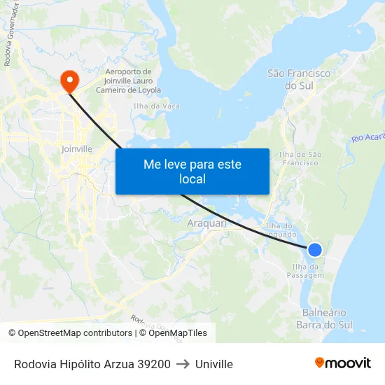 Rodovia Hipólito Arzua 39200 to Univille map