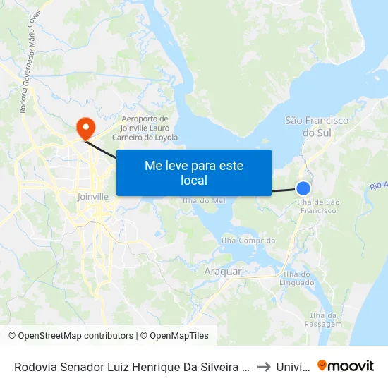Rodovia Senador Luiz Henrique Da Silveira 3676 to Univille map