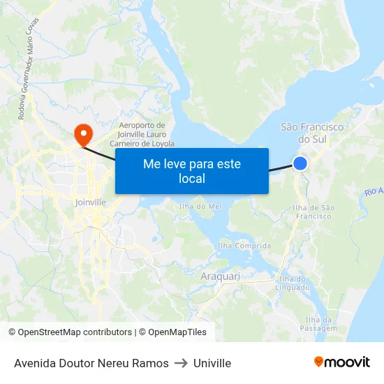 Avenida Doutor Nereu Ramos to Univille map