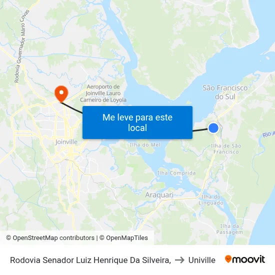 Rodovia Senador Luiz Henrique Da Silveira, to Univille map