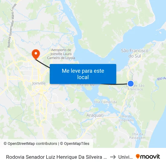 Rodovia Senador Luiz Henrique Da Silveira ,4654 to Univille map