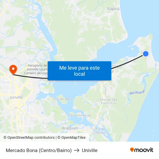 Mercado Bona (Centro/Bairro) to Univille map