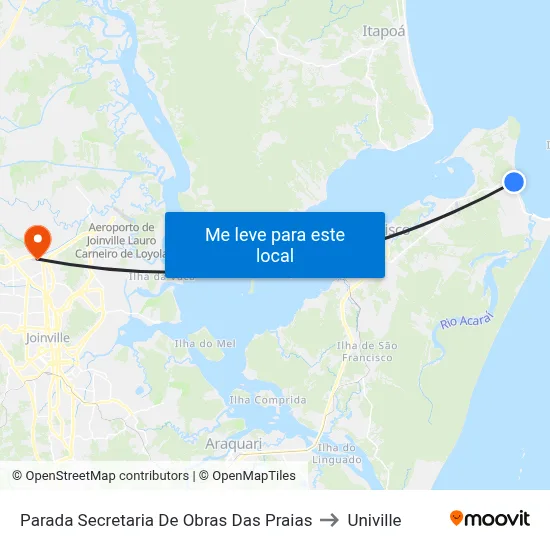 Parada Secretaria De Obras Das Praias to Univille map