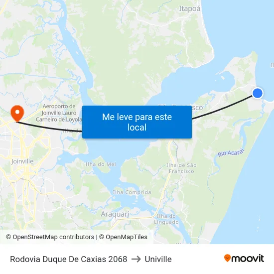 Rodovia Duque De Caxias 2068 to Univille map