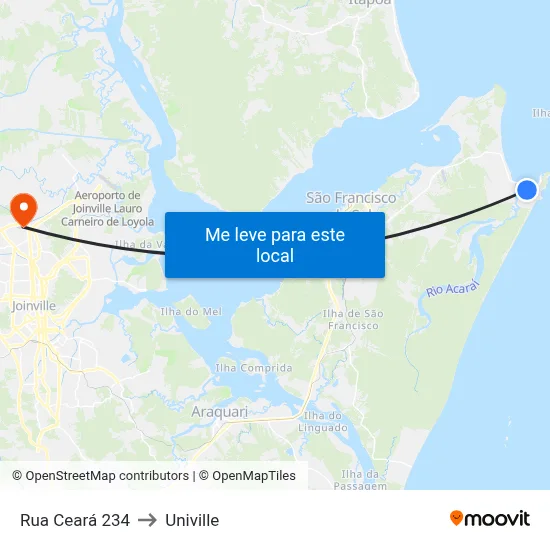 Rua Ceará 234 to Univille map