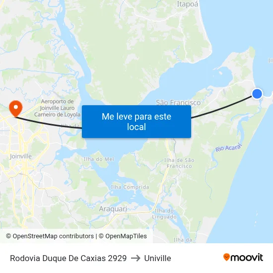 Rodovia Duque De Caxias 2929 to Univille map