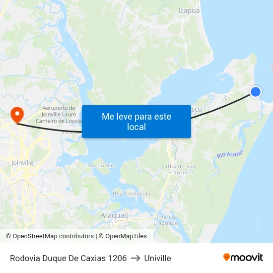 Rodovia Duque De Caxias 1206 to Univille map
