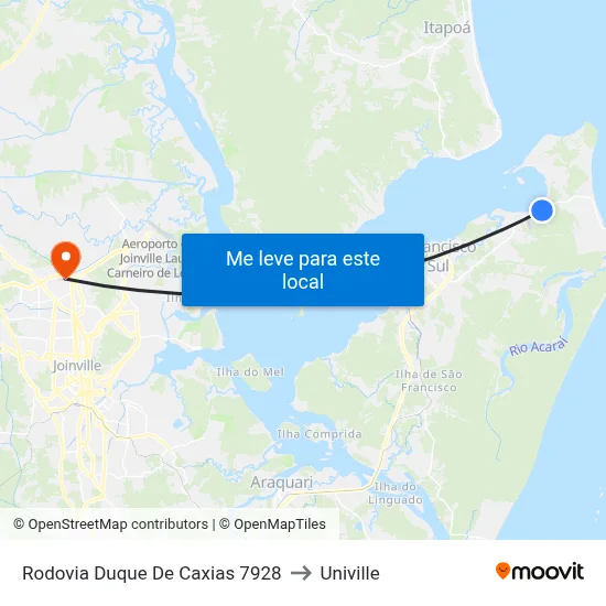 Rodovia Duque De Caxias 7928 to Univille map