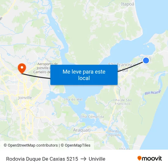 Rodovia Duque De Caxias 5215 to Univille map